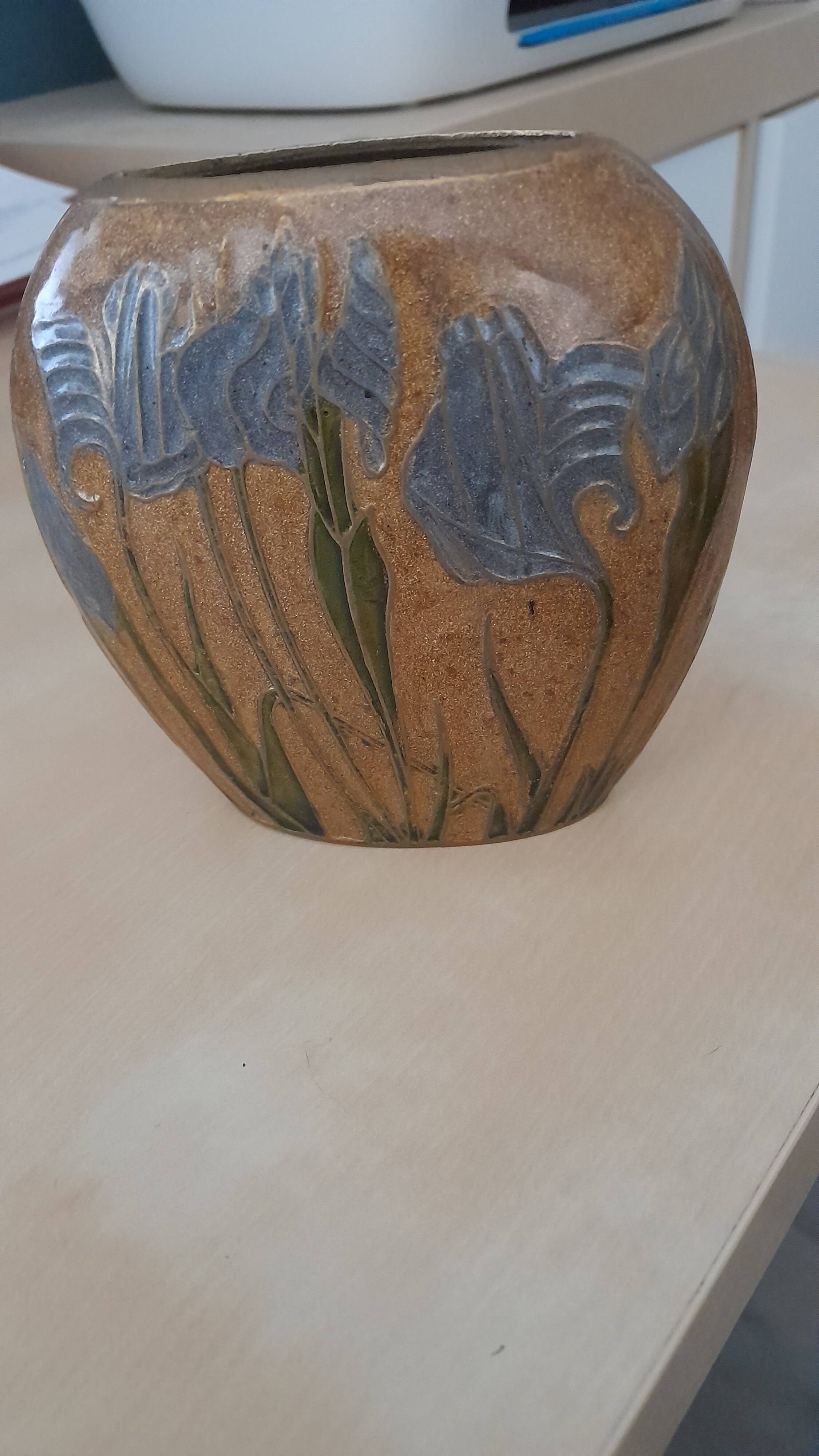 Art Deco style enameled metal vase