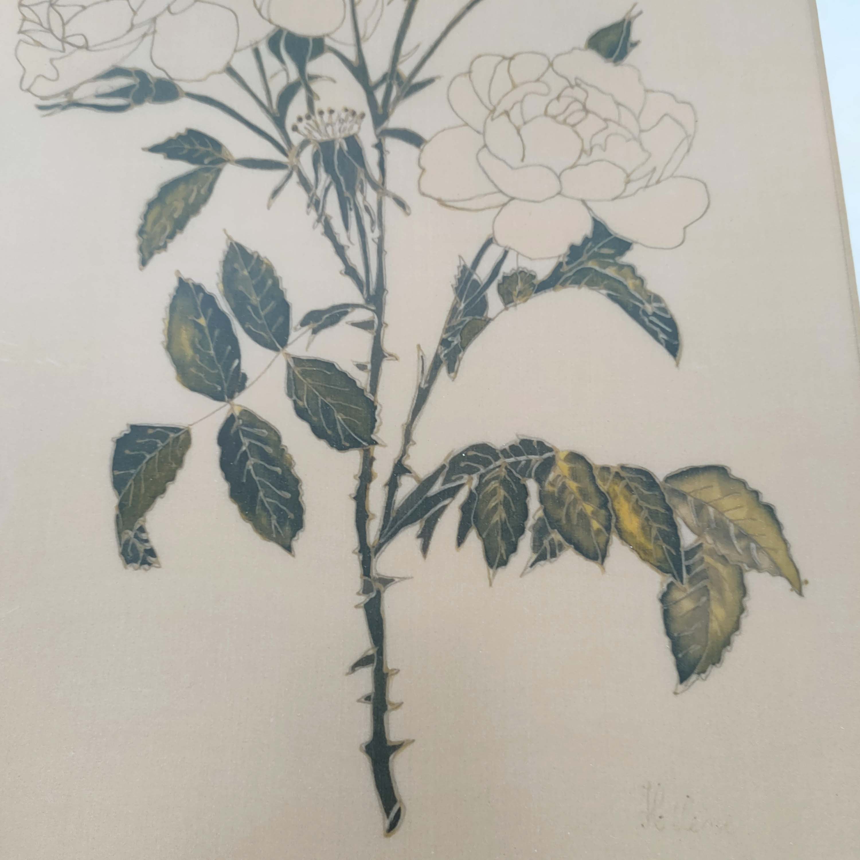 Cadre doré botanique roses
