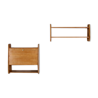 Secretary and shelf hanging in elm