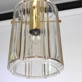 Large hanging lantern-shaped lamp with a cylindrical glass shade by Limburg, Germany, 1960s.