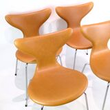Set Of 4 Dining Chairs Model 3108 Lily/Seagull Made In Cognac Elegance Leather By Arne Jacobsen