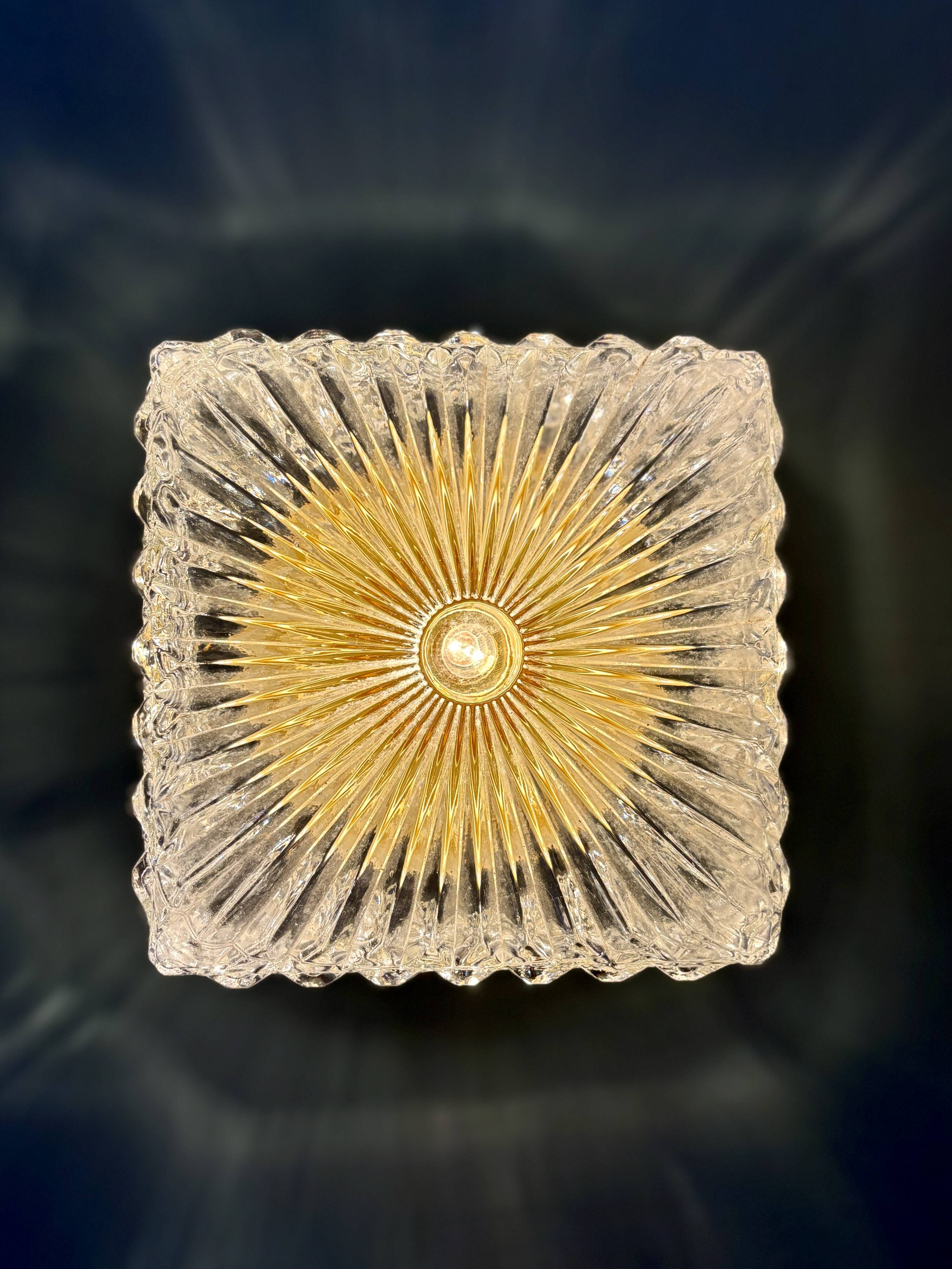 Vintage square glass globe wall/ceiling light.