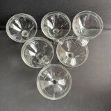 6 engraved crystal champagne glasses – Art Deco