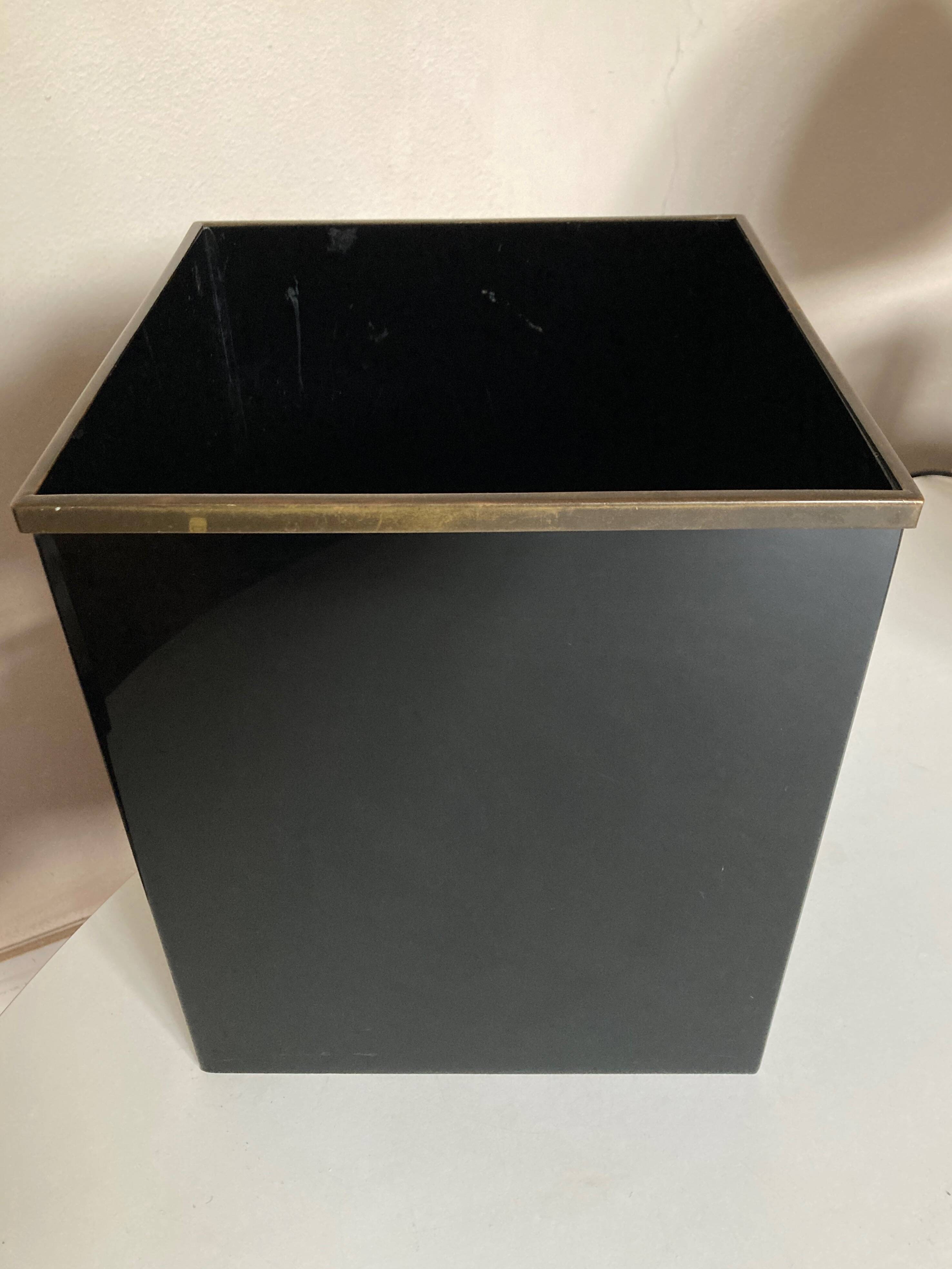 Christian Dior Maison 1970 Black Lucite Waste Paper Basket