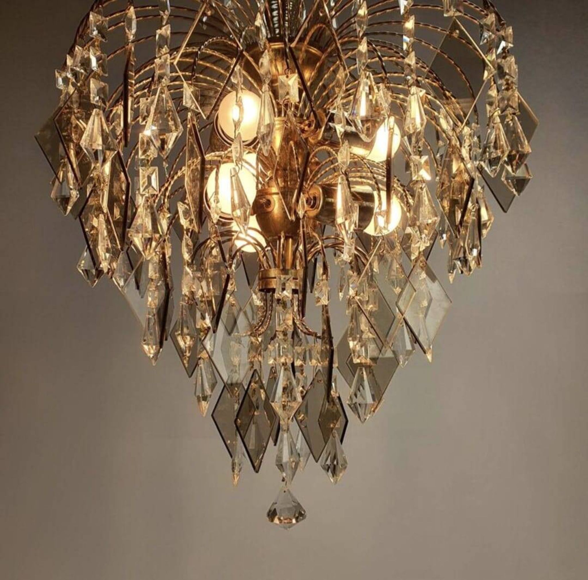 Hollywood Regency crystal and glass chandelier, 1970s