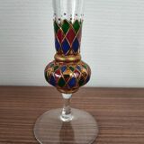 Set of two antique hand-painted glass king and queen bohemian decor