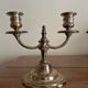 Pair of two-armed candelabra in silver-plated metal