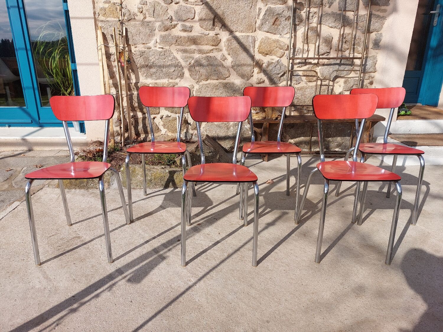 Red formica chairs
