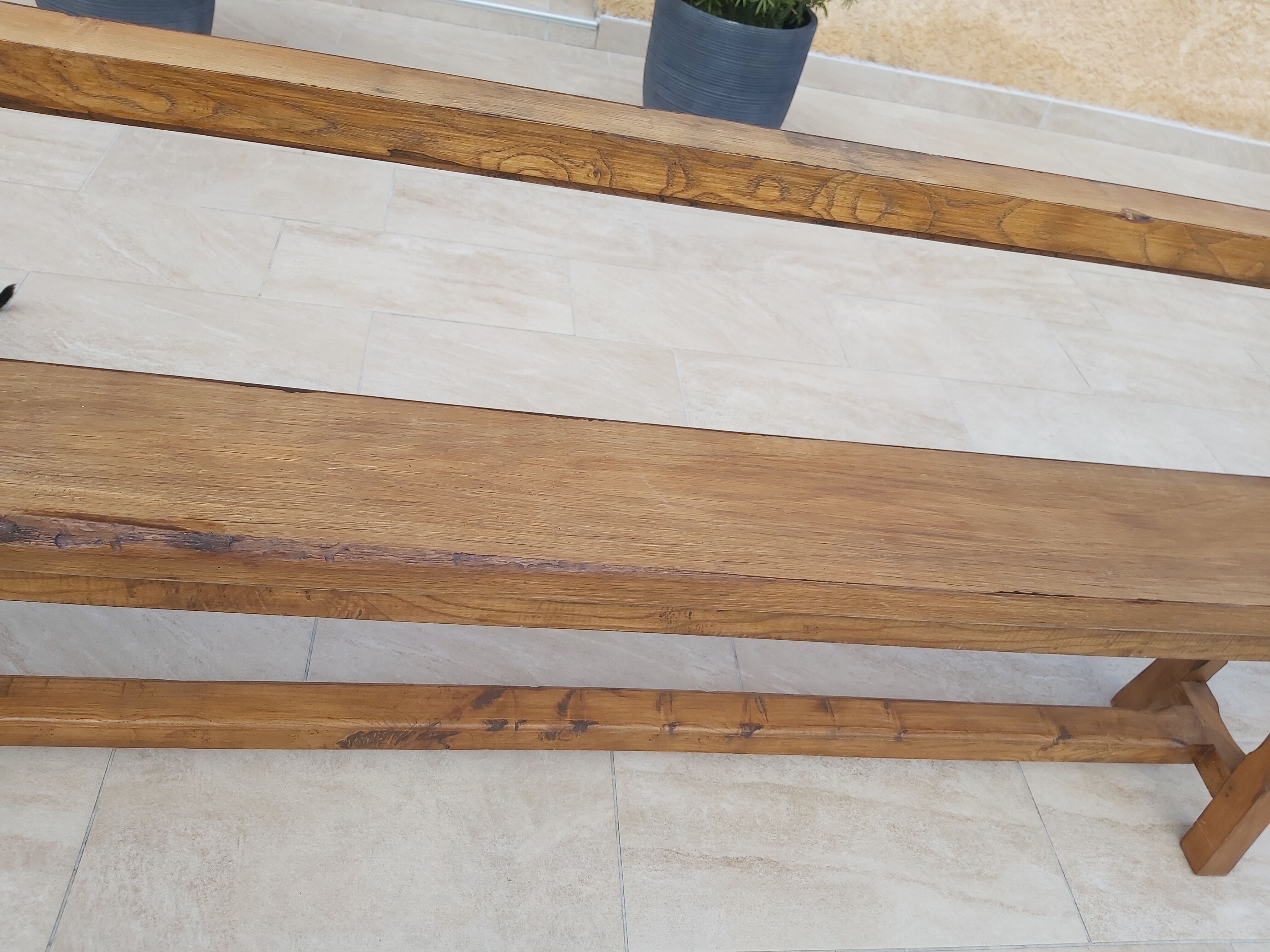 Paire de bancs de ferme 2m50
