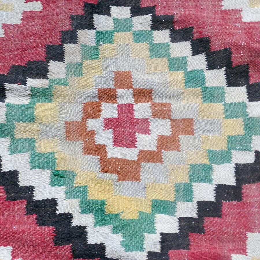 Reversible mid century kilim wool rug 93x115cm