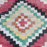 Reversible mid century kilim wool rug 93x115cm