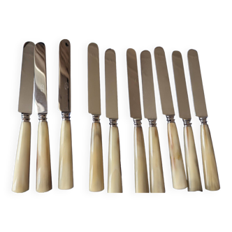 Set of 12 silver and ivory knives