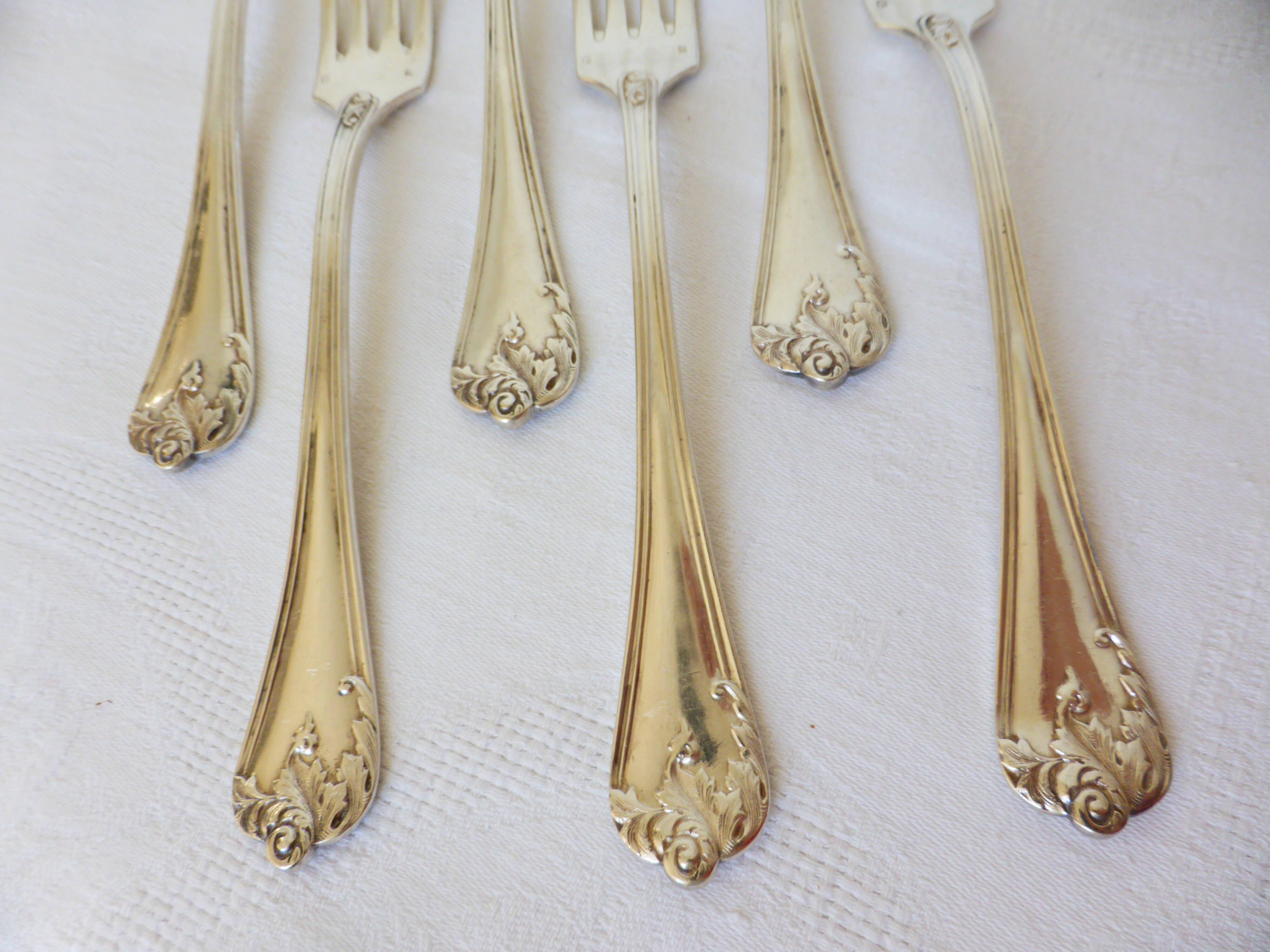 6 punched silver metal forks 2106224