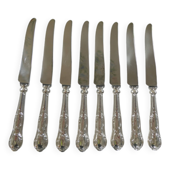 8 Boland Liège knives Louis XV rocaille model 21.5 cm silver-plated metal