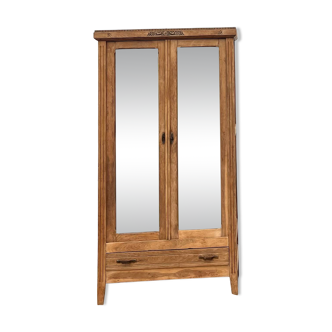 Antique Parisian wardrobe in raw solid wood
