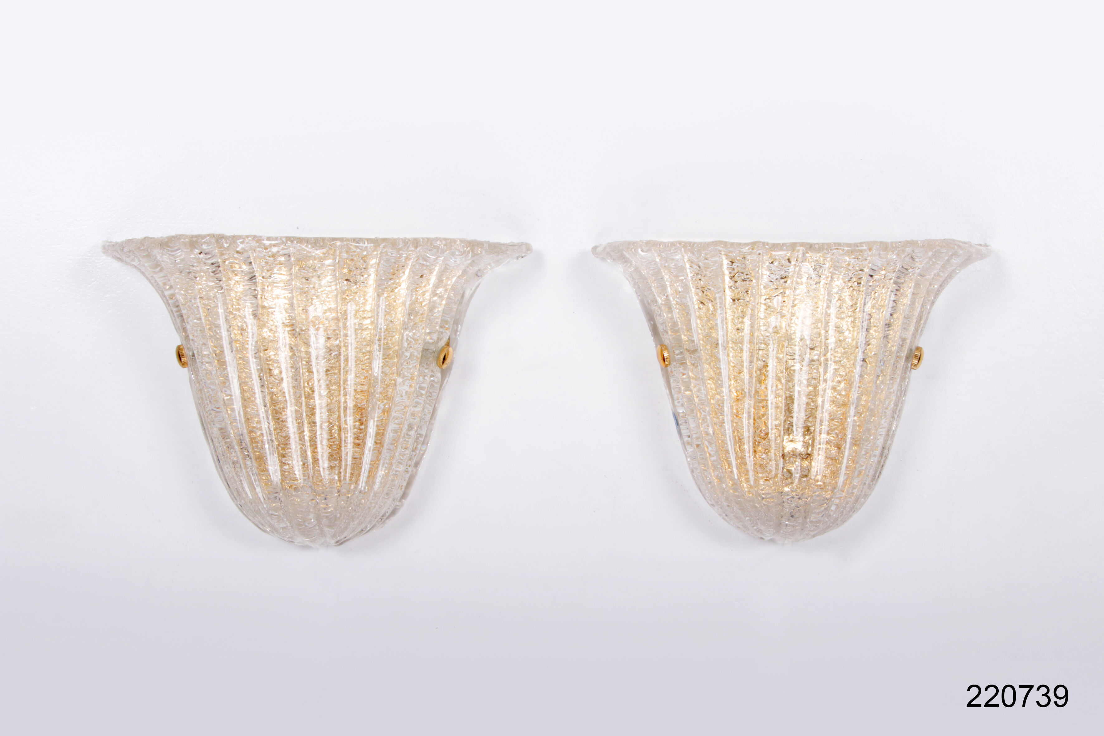 Set of 2 Murano Glass wall lamps by Venini, 1970 Italy.