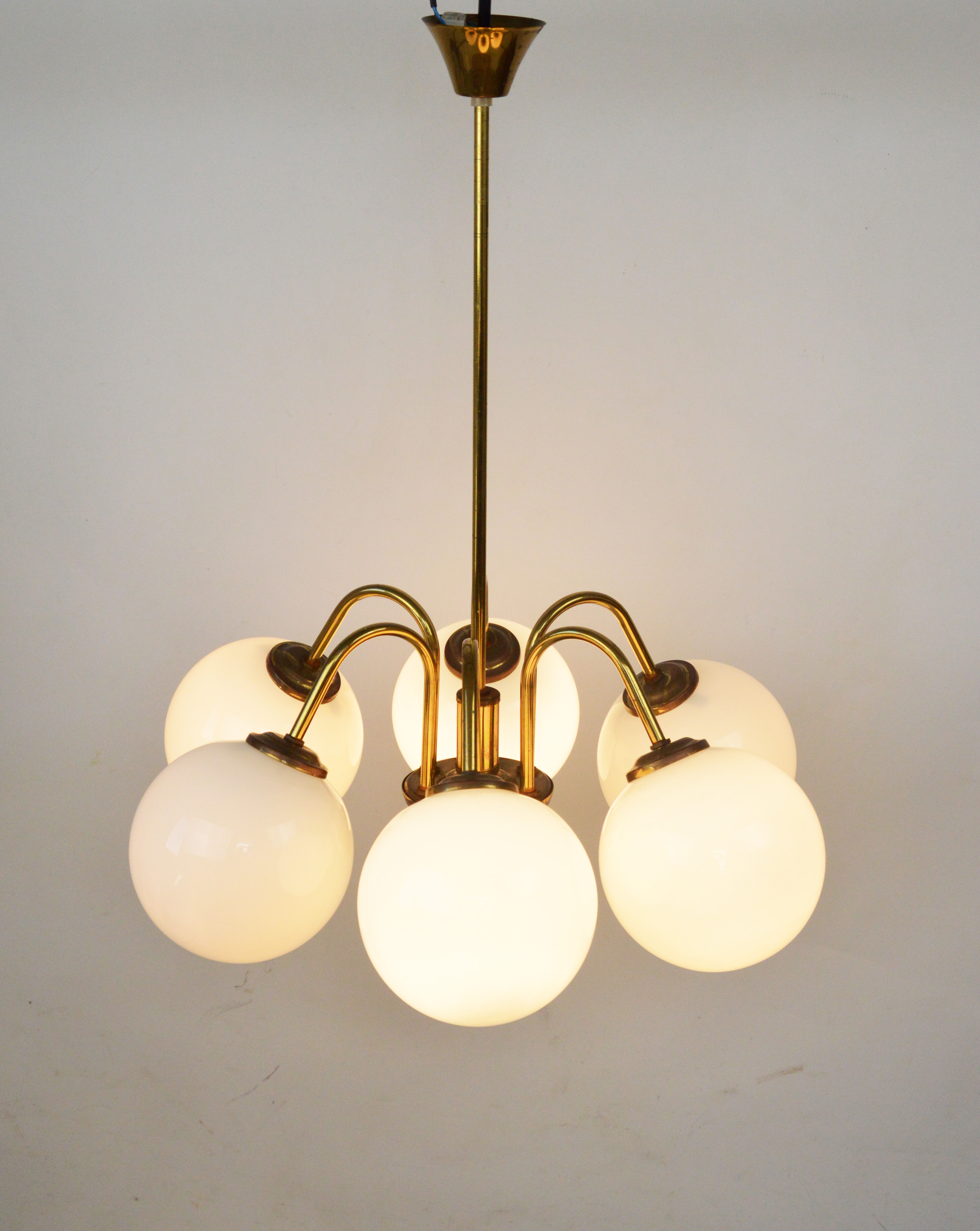 Six-arm chandelier, Poland, 1980s