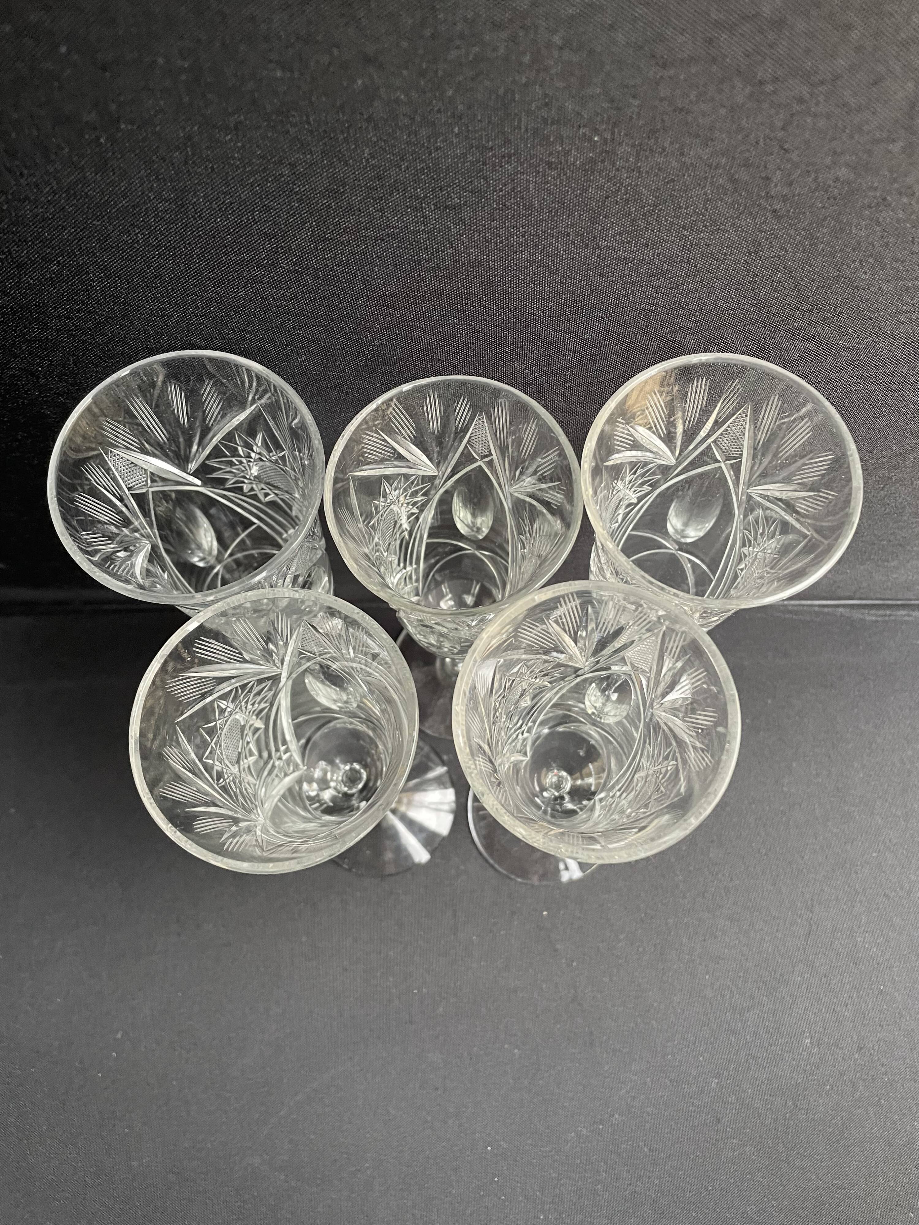 Champagne flutes, cut crystal, bohemian