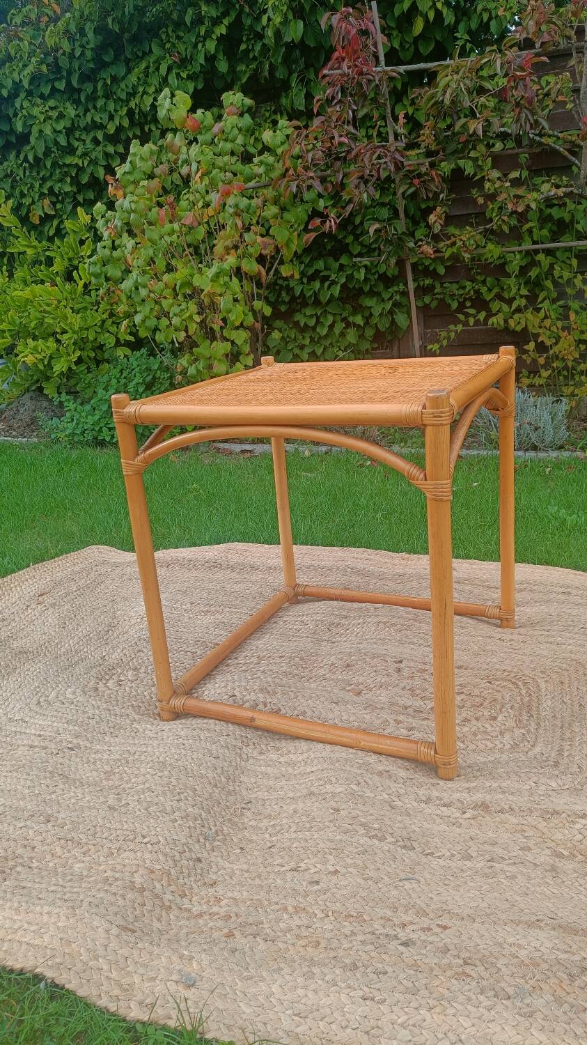 Vintage rattan and wicker coffee table