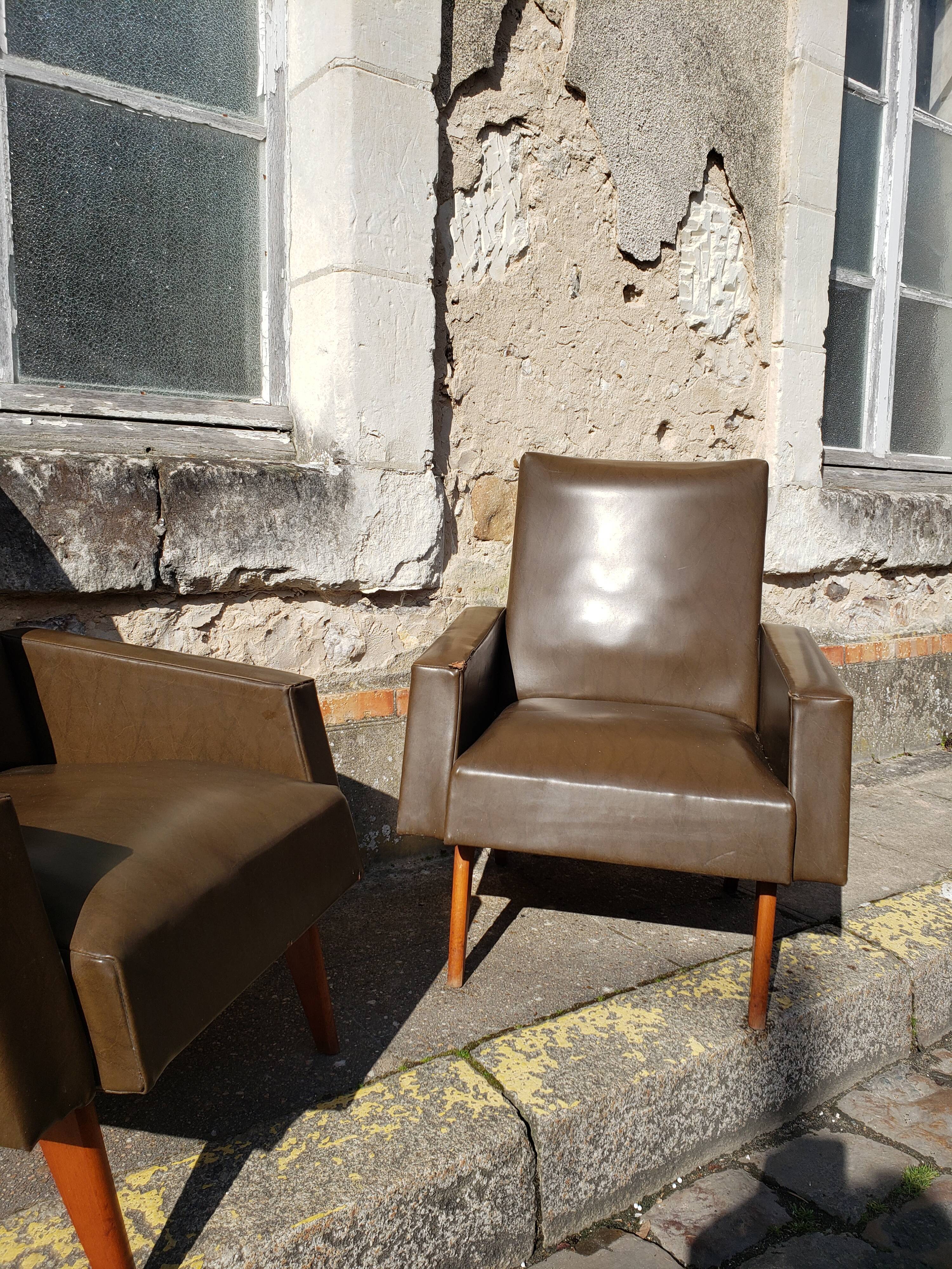 Vintage Scandinavian olive green armchairs