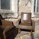 Vintage Scandinavian olive green armchairs