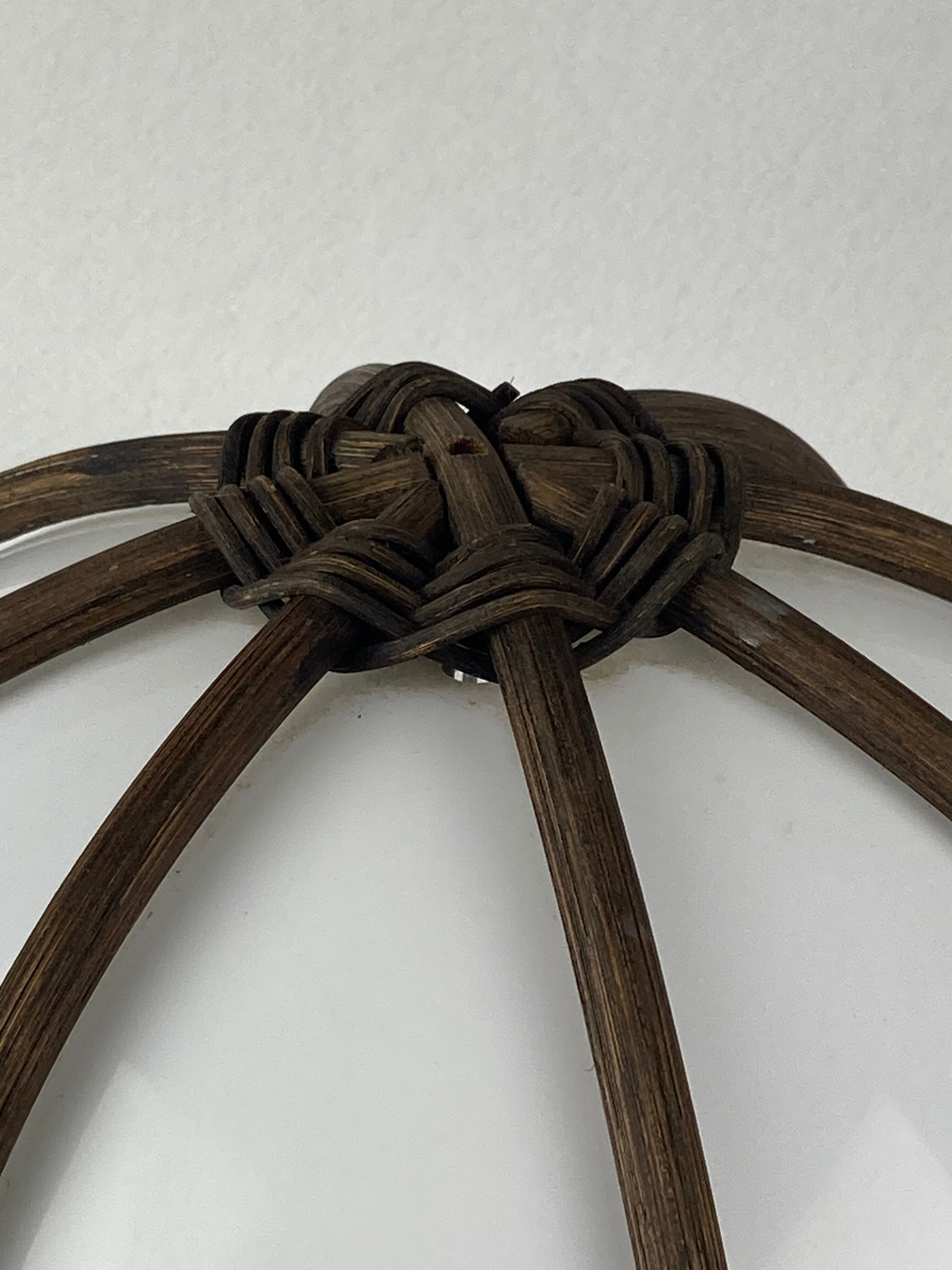 Bamboo rattan mushroom table lamp, Dutch 1970s