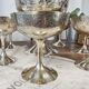 6 dessert cups in silver metal and assorted cut