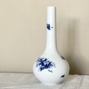 Rosenthal studio line, white and blue mid century porcelain vase, flowers decor by bjorn wiinblad,