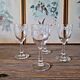 Antique liqueur (digestif) glasses in engraved crystal, geometric decoration
