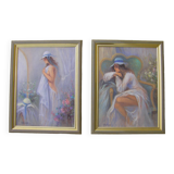 Pair of paintings with feminine decoration