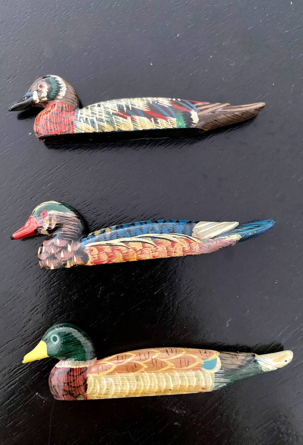 6 duck-shaped knife holders in lacquered wood