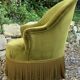 Vintage green velvet toad armchair