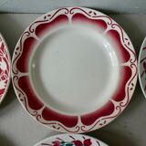 Lot of 6 flat plates, red décor