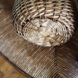 Small round wicker basket with one handle