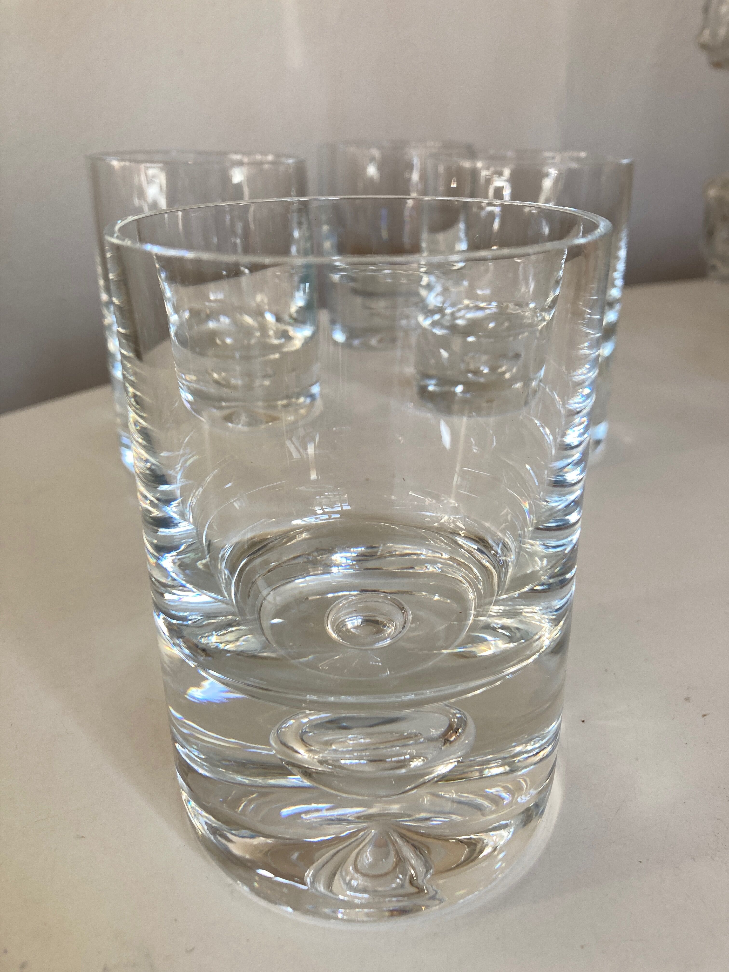 Set of 4 glasses bubble whiskey cups 1970