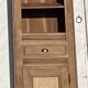 Antique bonnetière in solid raw oak and canework - compass feet
