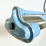 Blue industrial hanging tube light from polam gdansk, 1970s