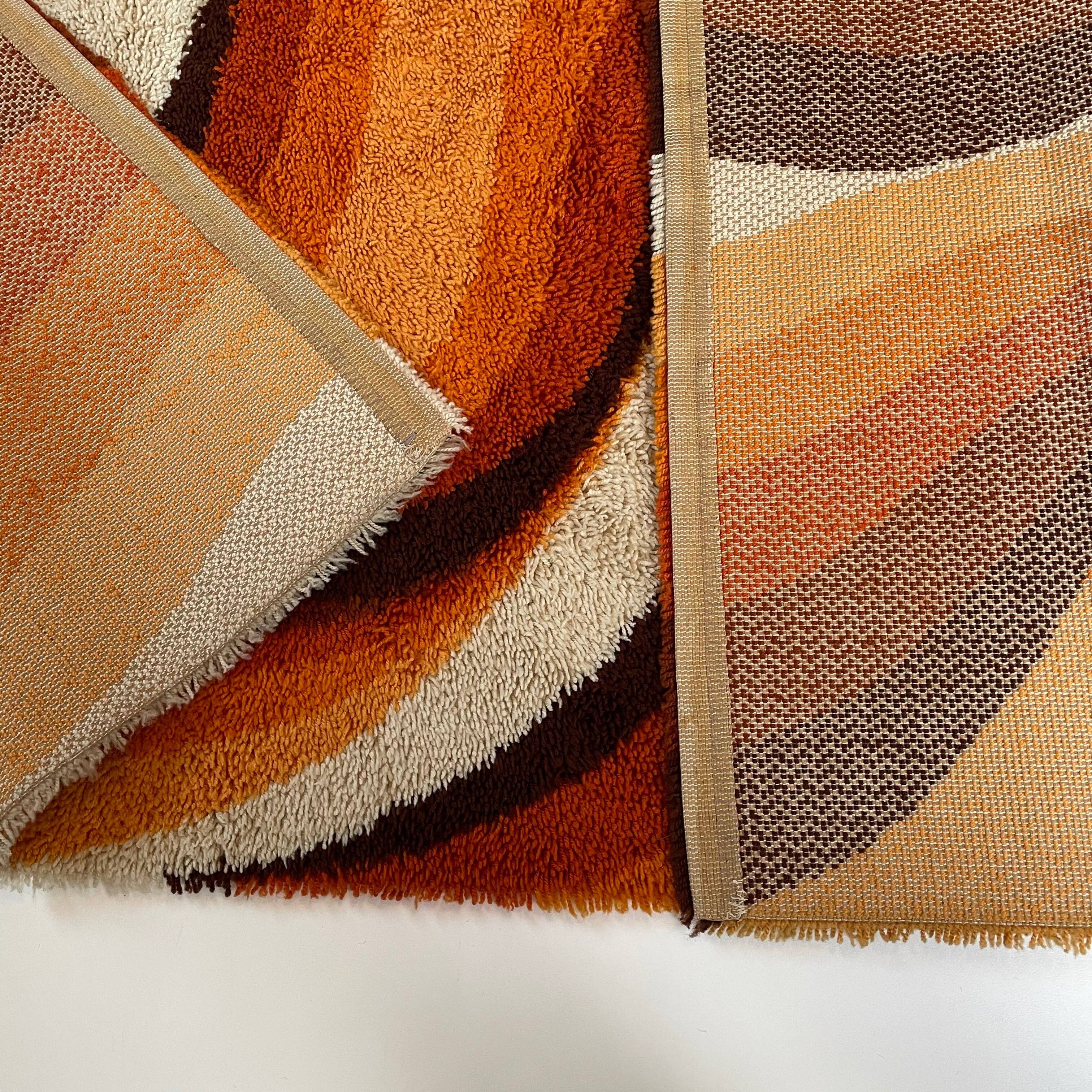 Large Psychedelic "WAVE"High Pile Rug by Prinstapijt Desso, Netherlands 1970s