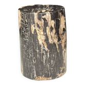 Table d'appoint en bois pétrifié noire côté beige H35 D24 - 3352