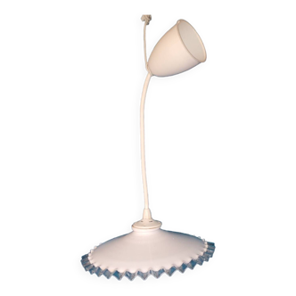 Vintage serrated opaline pendant light