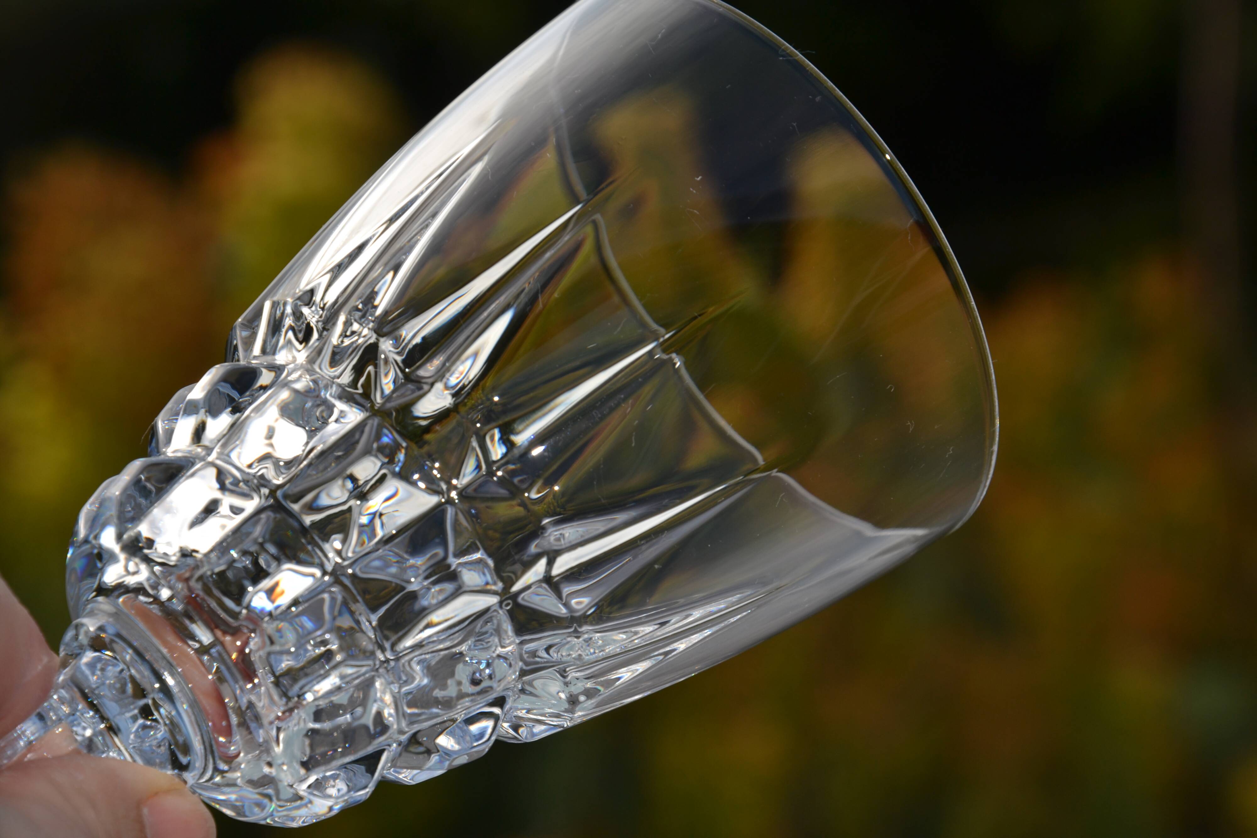 12 antique crystal stemmed glasses