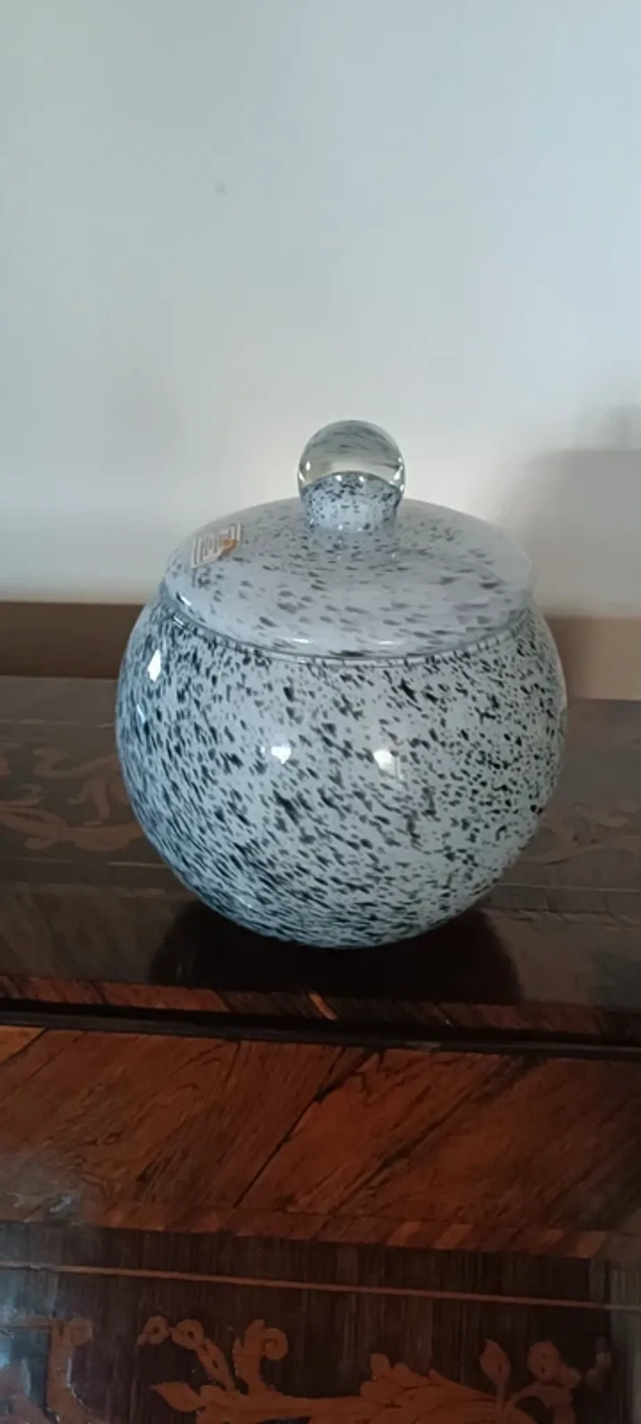 Handmade glass vase from the 1950s, height 27 cm