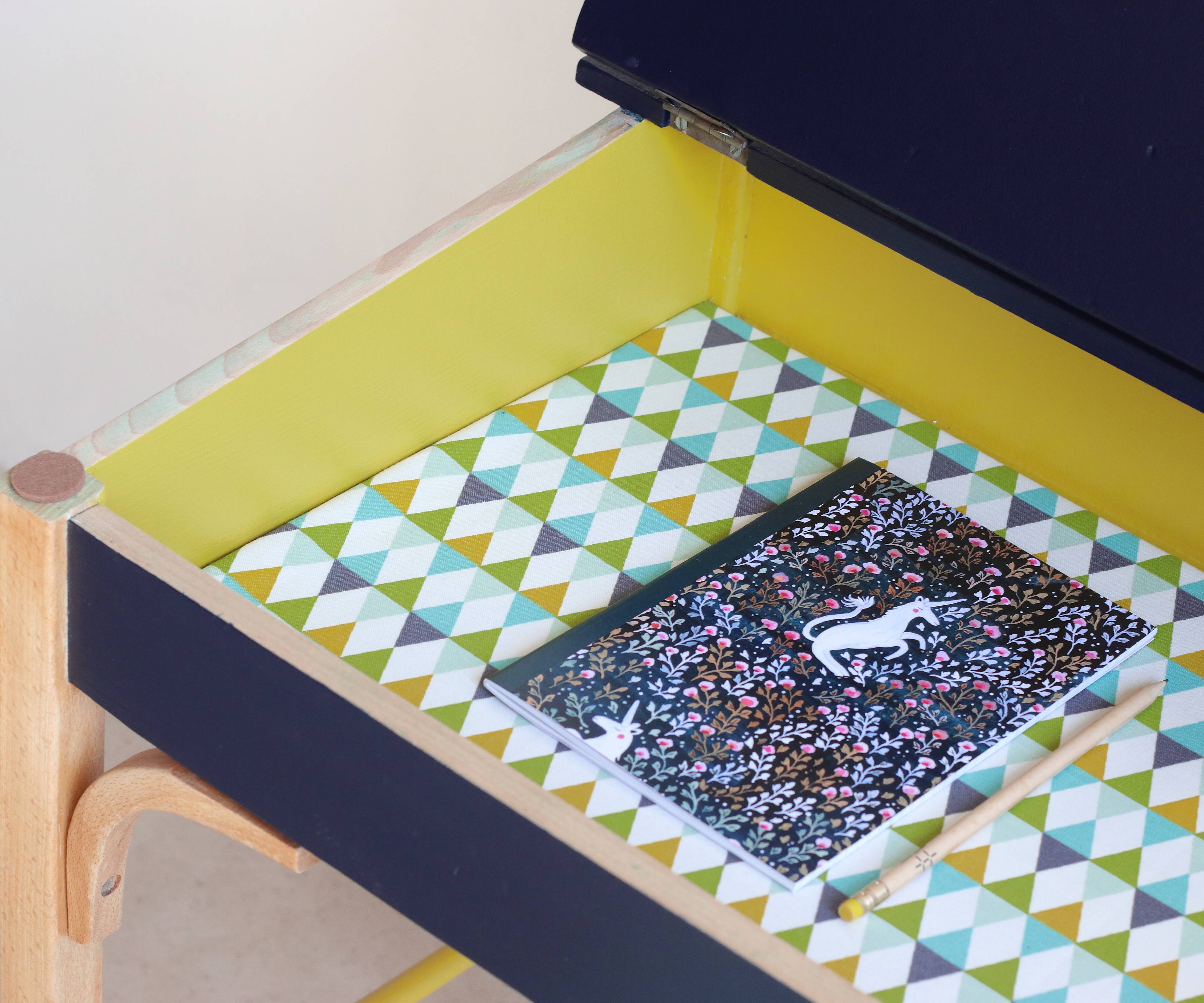 Bureau pupitre et chaise enfant Baumann revisités