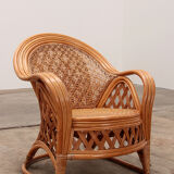 French bohemian set of 2 bamboo chairs from the 1960