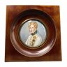 Miniature peinte à la main Portrait Empire Milieu XXe Cadre en bois