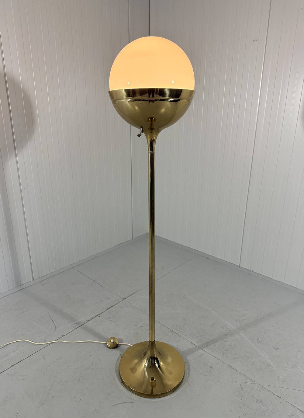 Vereinigte Werkstätten München brass & glass globe floor lamp 1960’s
