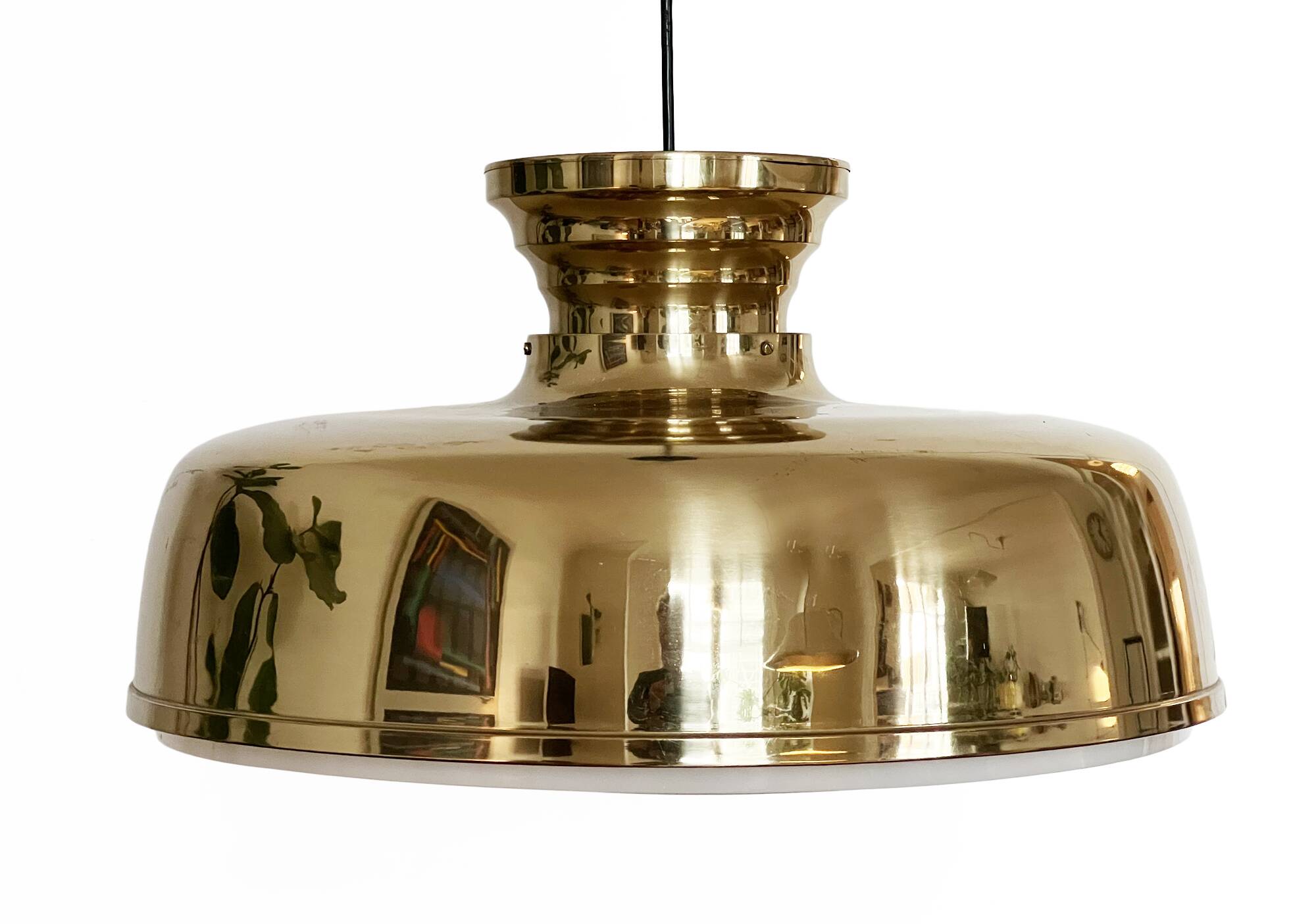 Large brass pendant light. Sweden 1960s