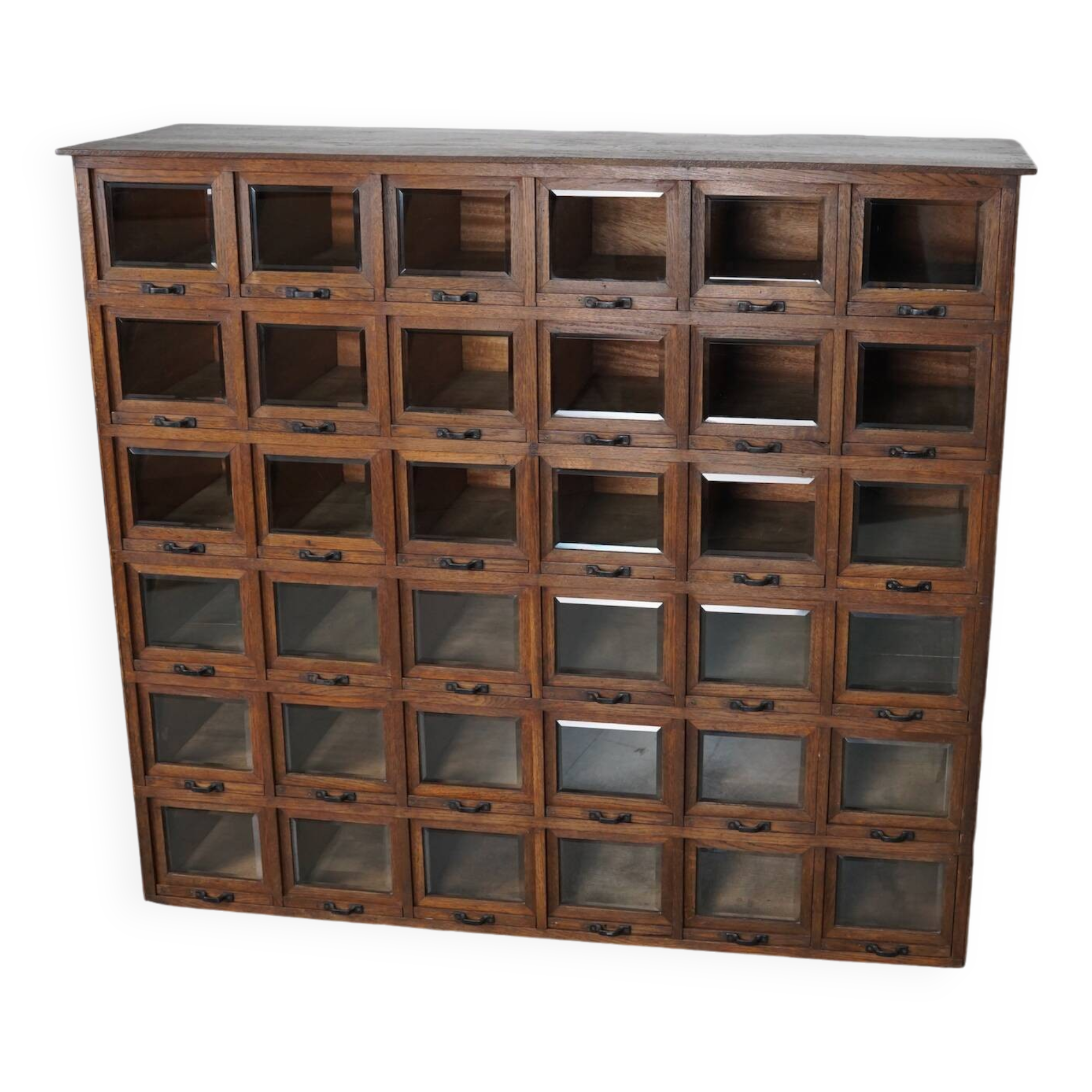 Antique German Oak Haberdashery Shop Cabinet, 1920/30s