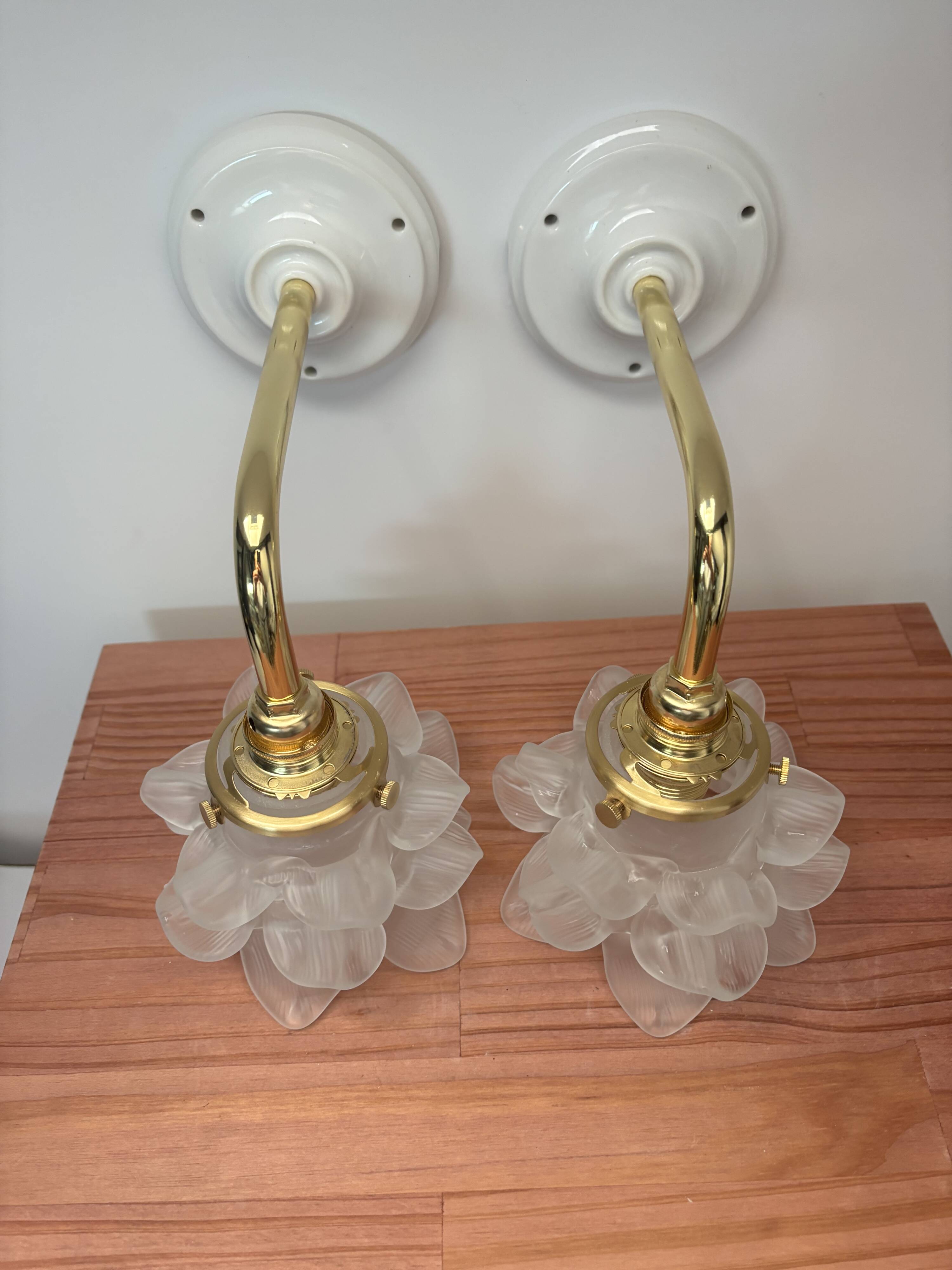 Pair of tulip flower wall lights