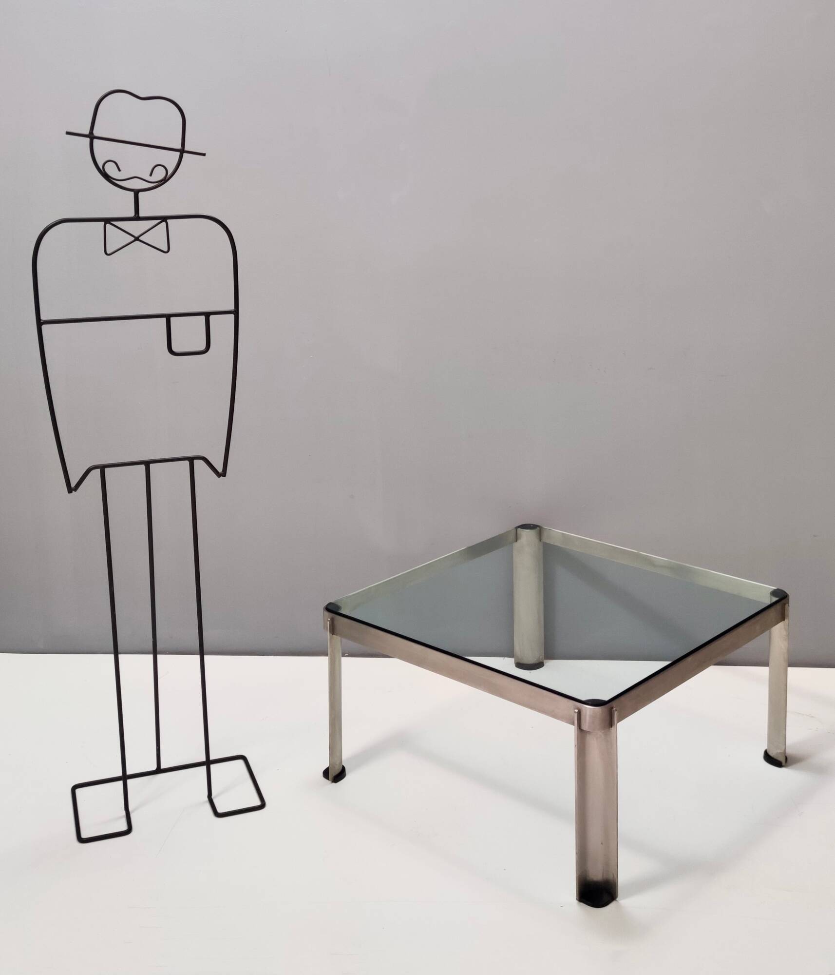 Osvaldo Borsani for Tecno, Steel and Thick Crystal Coffee Table Mod. T113